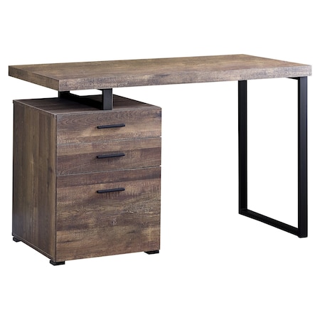 Monarch Specialties Computer Desk, Home Office, Laptop, Left, Right Set-up, Storage Drawers, 48"L, Work, Metal, Brown I 7408